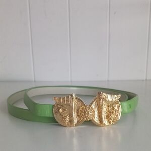 Mimi D Rare Vtg Green W Gold Golf Belt.